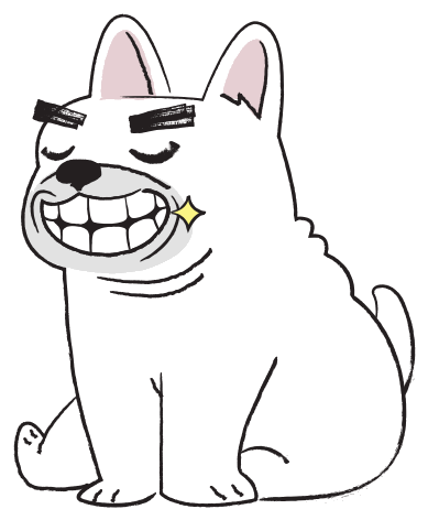Dog showing off sparkling teeth